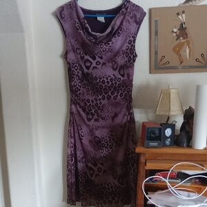 Purple Sleeveless Sheath Dress with Cowl Neck